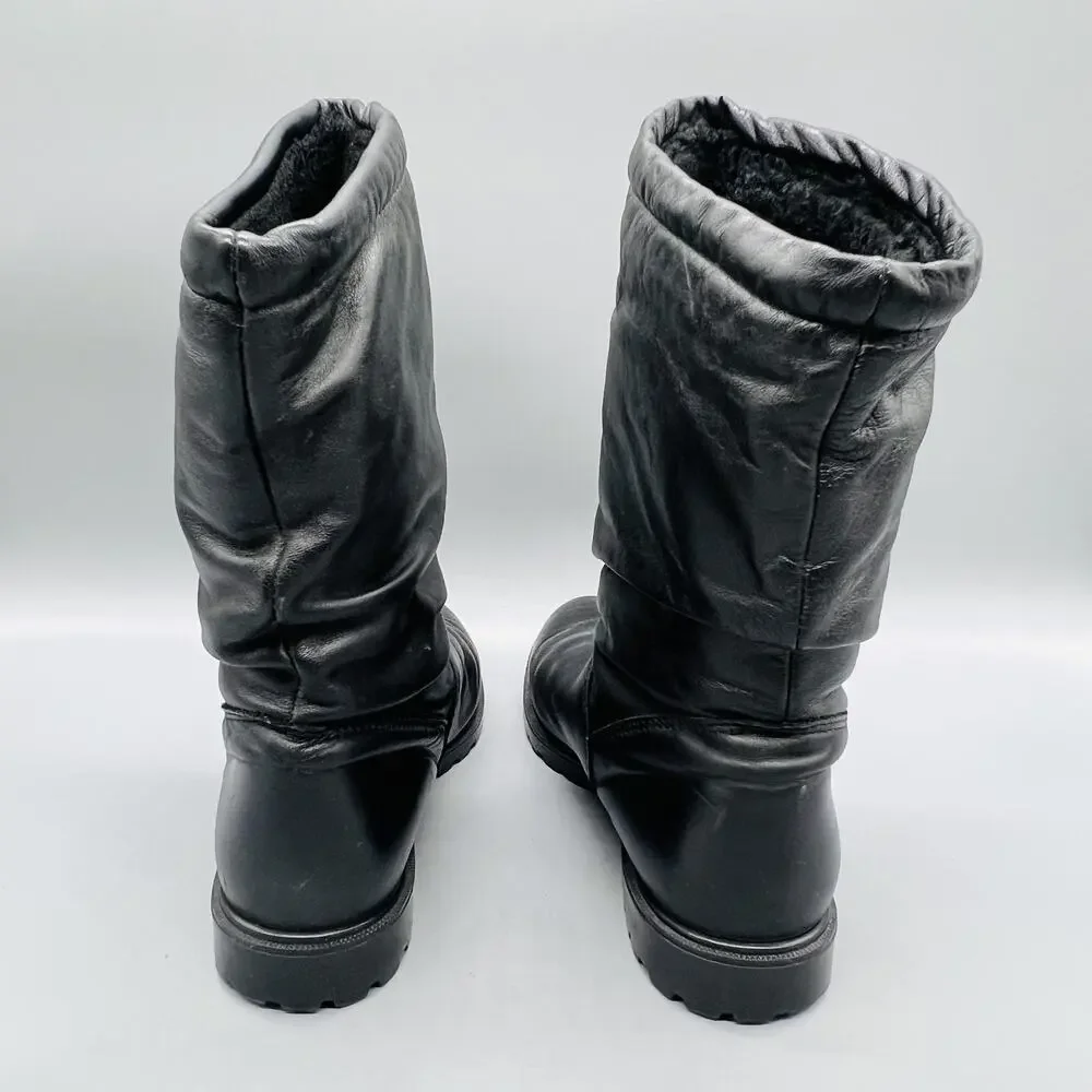 Regence Boots Women 6 Black Leather Mid Calf Vtg Insulated Winter Snow Shoes